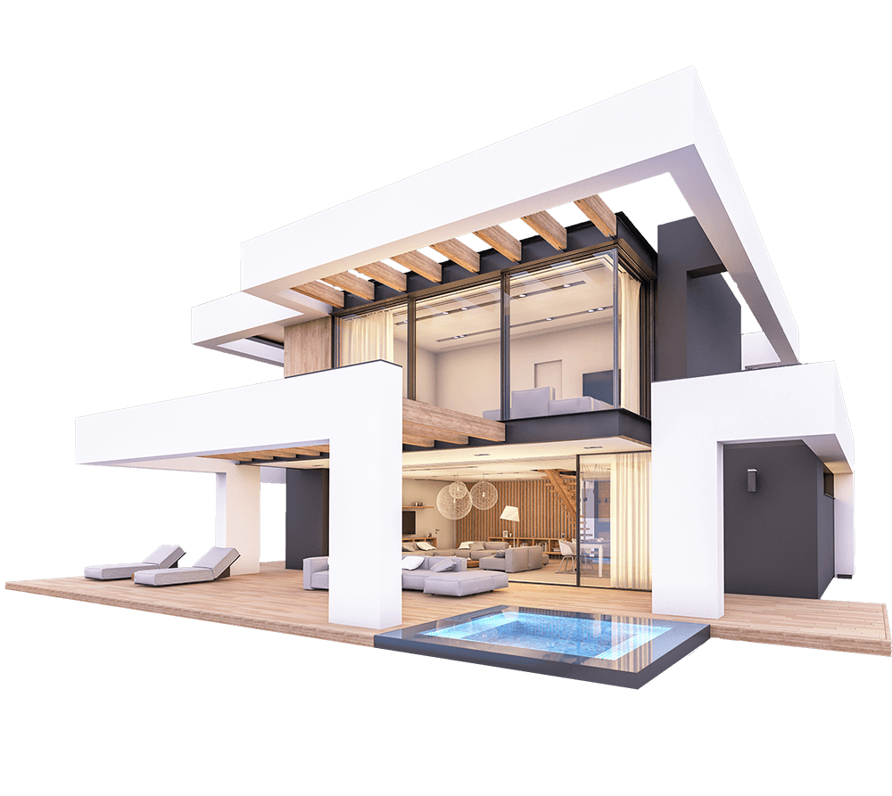 3D rendering of modern architecture house